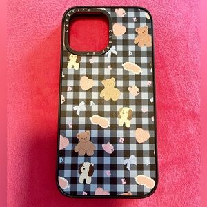 Casetify Black and Pink Plaid Teddy Bear Case For Phone 13 Pro Max
